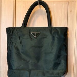 Prada Forest Green Nylon Tote